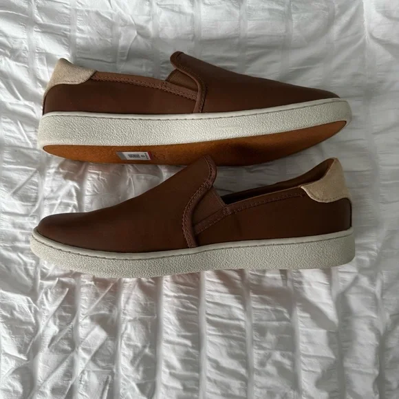 UGG Tan Leather Slip-On Shoes - Picture 2 of 5
